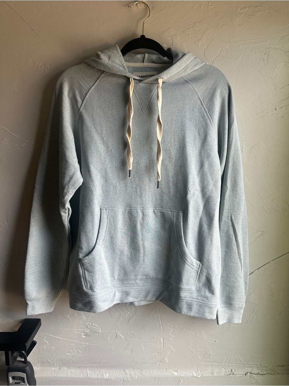 Light Blue Hoodie Minimalist Streetwear Organic Cotton Cozy Core Mens Pullover S